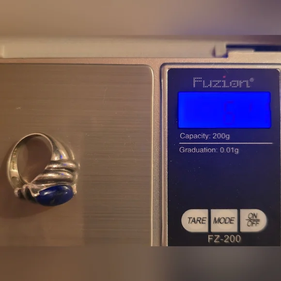 Sterling Silver Marked and Natural Lapis Oval Stone Ring 6.75 - Picture 9 of 9